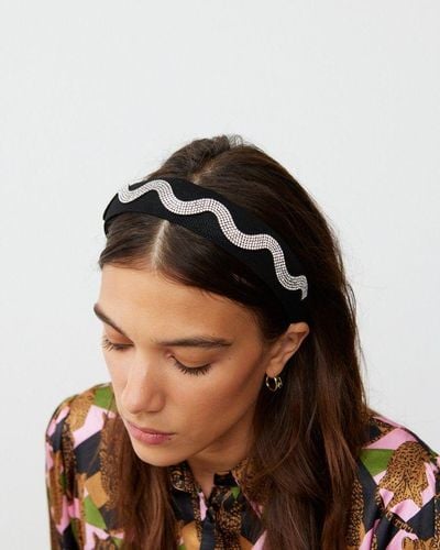 Oliver Bonas Farrah Sparkle Wave & Silver Mesh Headband - Black