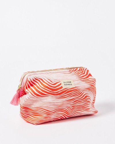 Oliver Bonas Wave Print Make Up Bag - Red