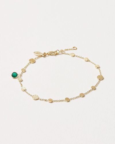 Oliver Bonas Penny Green Onyx & Disc Chain Anklet - Natural