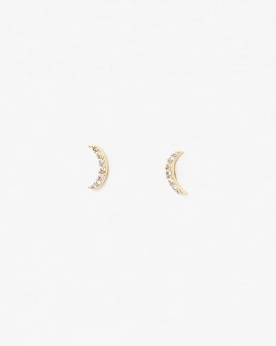 Oliver Bonas Neoma Moon Gold Plated Stud Earrings - Multicolor