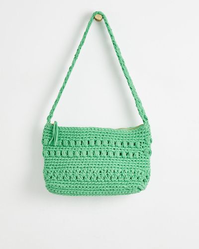Oliver Bonas Mikkie Crochet Green Shoulder Tote Bag