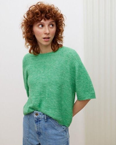 Oliver Bonas Boxy Knitted Top - Green