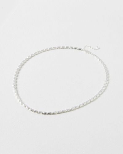 Oliver Bonas Erica Textured Rectangular Chain Necklace - White