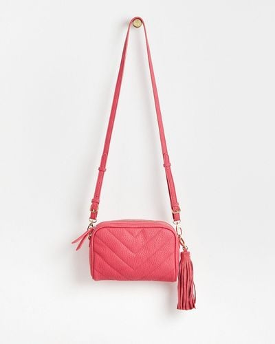 Oliver Bonas Mindy Pink Whipstitch Crossbody Bag