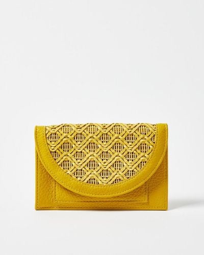 Oliver Bonas Weave Trim Pouch - Yellow