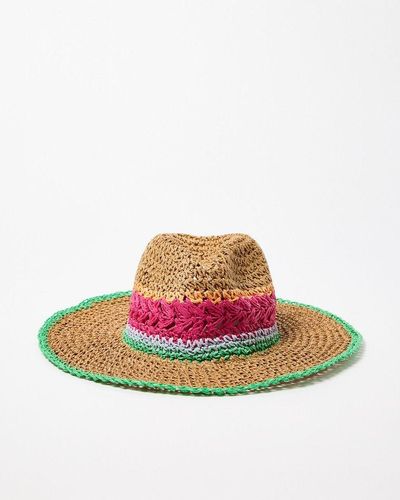 Oliver Bonas Colorful Stripe Crochet Fedora Hat - Multicolor