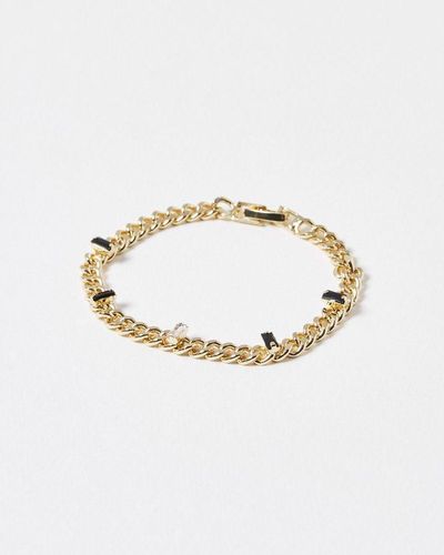 Oliver Bonas Aurora Baguette Stone Chunky Chain Bracelet - White