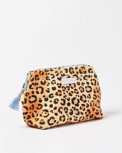 Oliver Bonas Leopard Make Up Bag - Metallic