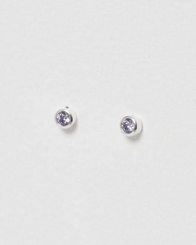 Oliver Bonas Abigail Silver Stud Earrings - Purple