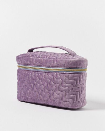 Oliver Bonas Abi Embroidered Make Up Bag - Purple