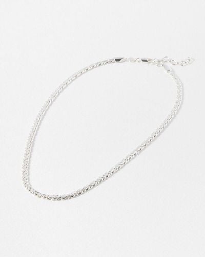 Oliver Bonas Sophia Plaited Serpentine Plated Chain Necklace - White