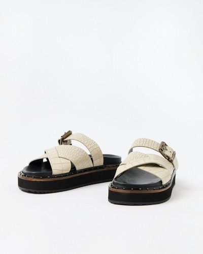 Oliver Bonas Asra Megan Croc Leather Crossover Sandals - White