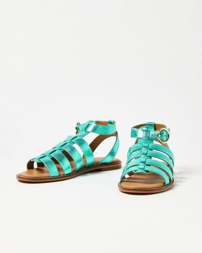 Oliver Bonas Metallic Leather Gladiator Sandals - Green
