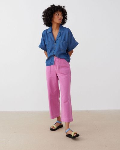 Oliver Bonas Scallop Pocket Cropped Jeans, Size 6 - Pink