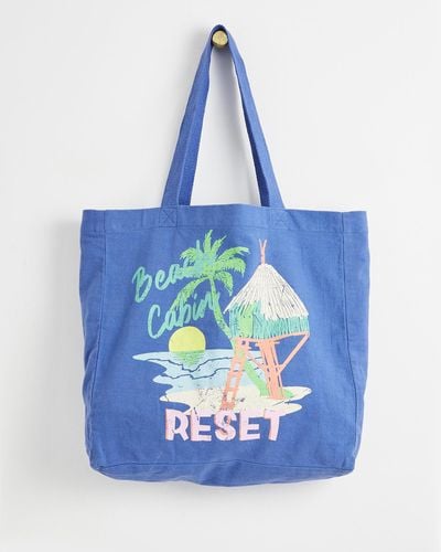 Oliver Bonas Resort Blue Fabric Shopper Beach Bag