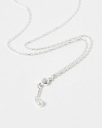 Oliver Bonas Rosaline Freshwater Pearl Pendant Necklace - White