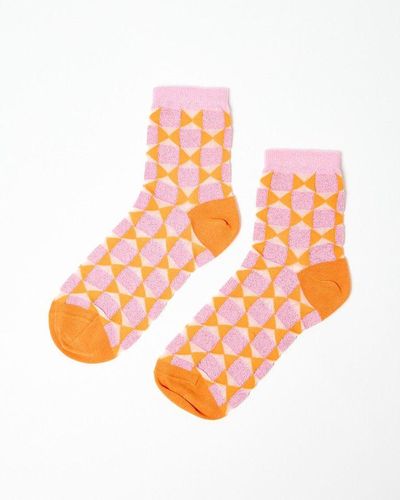 Oliver Bonas & Pink Geometric Ankle Socks
