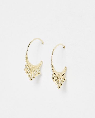 Oliver Bonas Elen Engraved Hoop Earrings - White