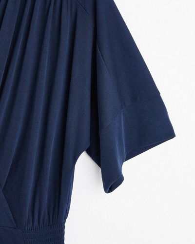 Oliver Bonas Navy Wrap Midi Dress - Blue