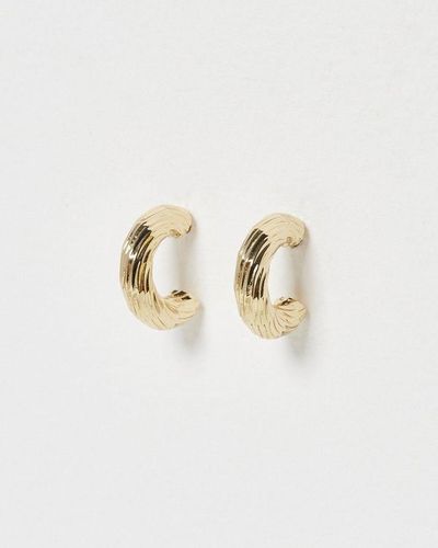 Oliver Bonas Cady Textured Hoop Earrings Mini - Brown
