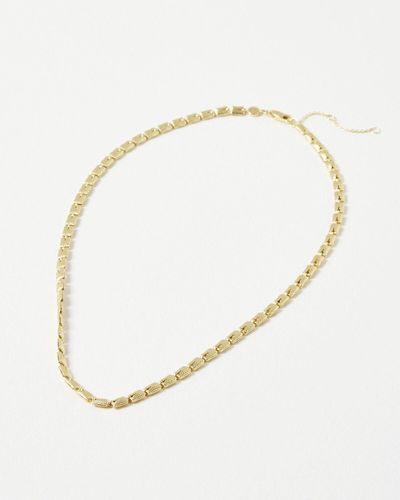Oliver Bonas Erica Textured Rectangular Chain Necklace - Natural
