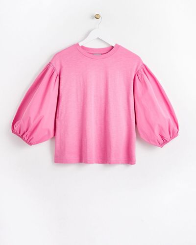 Oliver Bonas Balloon Sleeve Pink Jersey Top, Size 6