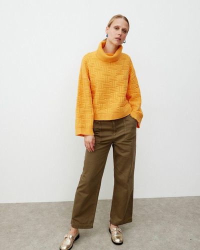 Oliver Bonas Stitch Roll Neck Knitted Sweater - Yellow
