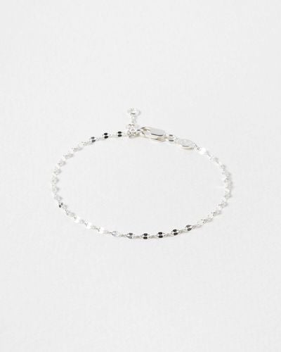 Oliver Bonas Renata Beaded Silver Chain Bracelet - White