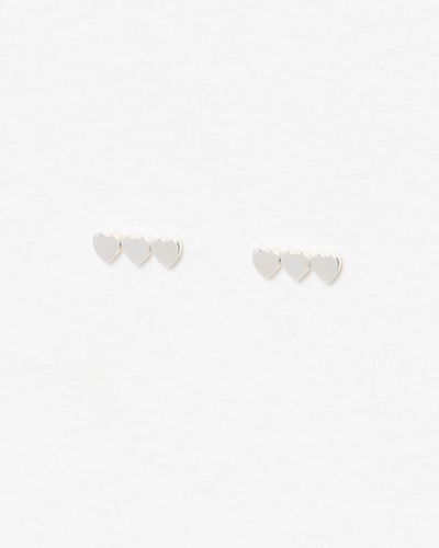 Oliver Bonas Triple Heart Stud Earrings - White