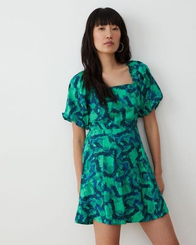 Oliver Bonas Swirl Print Mini Dress, Size 8 - Green