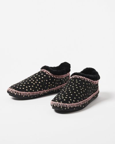 Laidbacklondon Fuyu Crochet Polka Dot Black Slipper Boots, Size Uk 4