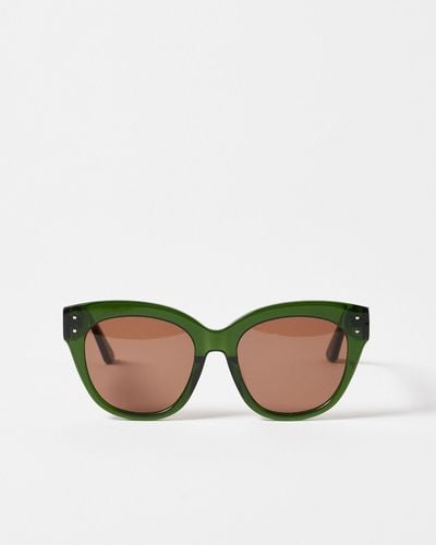 Oliver Bonas Green Glam Cat Eye Acetate Sunglasses