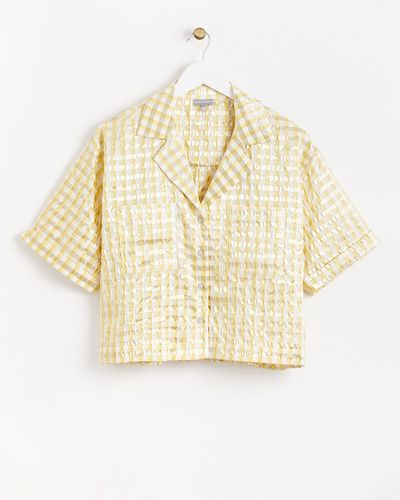 Oliver Bonas Gold & Yellow Striped Boxy Shirt, Size 8 - Natural