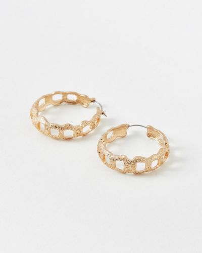 Oliver Bonas Evian Molten Metal Cut Out Hoop Earrings - White