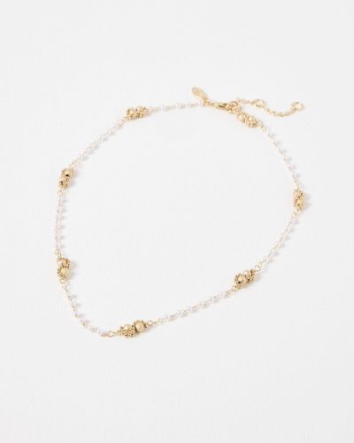 Oliver Bonas Aubrey Faux Pearl Chain Necklace - Natural