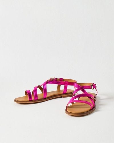 Oliver Bonas Metallic Strappy Leather Sandals - Red