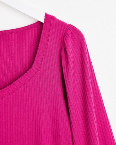 Oliver Bonas Sweetheart Ribbed Knitted Top - Pink