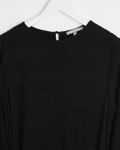 Oliver Bonas Striped Ruched Midi Dress - Black