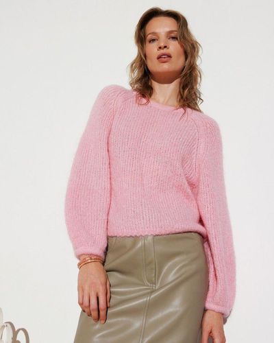 Oliver Bonas Fluffy Knitted Sweater - Pink