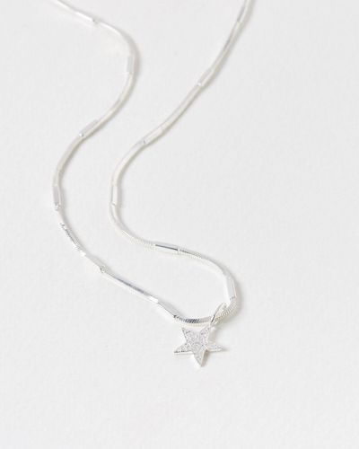 Oliver Bonas Bell Bar Chain Star Charm Pendant Necklace - White