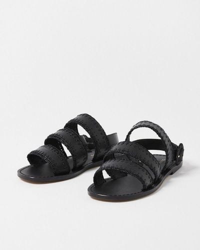 Oliver Bonas Whipstitch Black Leather Sandals