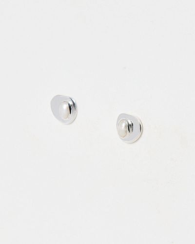 Oliver Bonas Greta Organic Freshwater Pearl Silver Stud Earrings - Multicolour