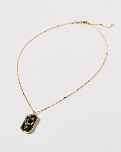 Oliver Bonas Adhara Celestial Gem Inlay & Bar Charm Pendant Necklace - White