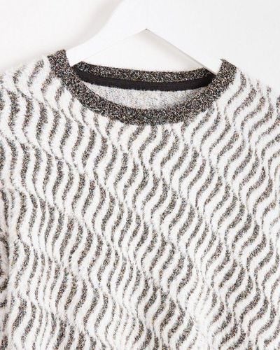 Oliver Bonas Wavy Tinsel Metallic Knitted Sweater - Gray