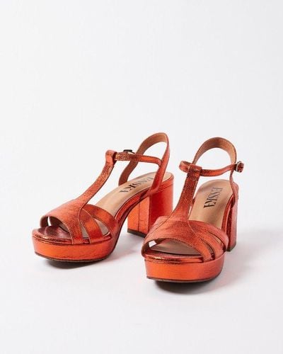 Oliver Bonas Esska Charlie Leather Heeled Sandals - Red