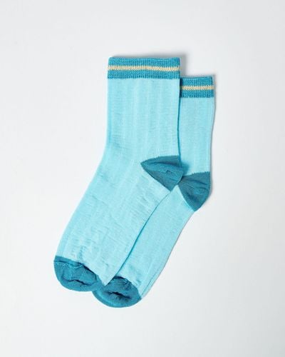 Oliver Bonas Sporty Ankle Socks - Blue