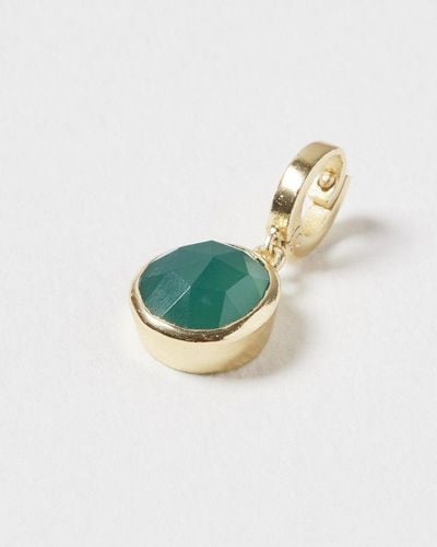 Oliver Bonas Kindred Oval Onyx Stone & Gold Plated Charm - Green
