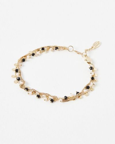 Oliver Bonas Marika Disks & Beads Double Row Layered Chain Bracelet - Natural