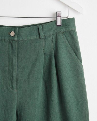 Oliver Bonas Herringbone Clothespin Pants - Green
