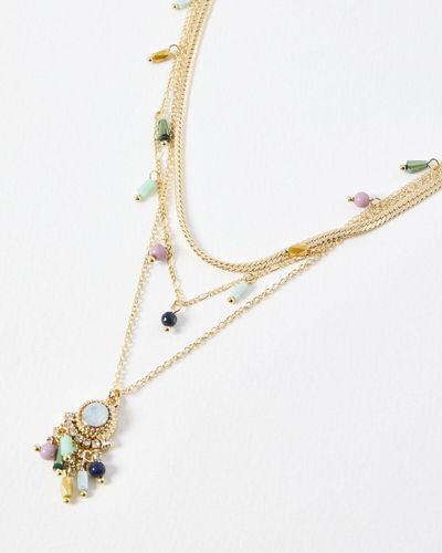 Oliver Bonas Azure Bead Cluster Layered Pendant Necklace - White